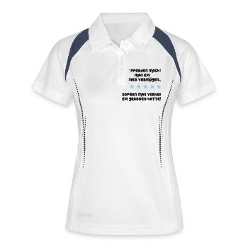 Mit Pferden macht man ein kleines Vermögen - Frauen Polo atmungsaktiv - Weiß/Navy - Vorne