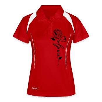 Nadja Nom Prénom Nom Fleur - Polo respirant Femme - blanc/marine - Devant