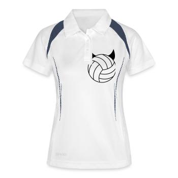 Volleyball - Teufel - Frauen Polo atmungsaktiv - Weiß/Navy - Vorne