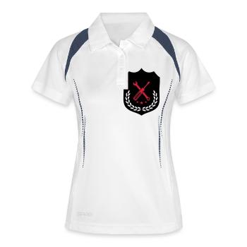 handwerker_wappen_02 - Frauen Polo atmungsaktiv - Weiß/Navy - Vorne