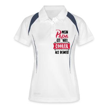 Mein Papa ist viel cooler als deiner! - Frauen Polo atmungsaktiv - Weiß/Navy - Vorne