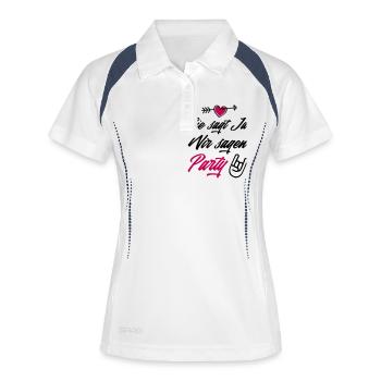 sie sagt ja wir party - Frauen Polo atmungsaktiv - Weiß/Navy - Vorne