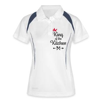 King of the Kitchen - Frauen Polo atmungsaktiv - Weiß/Navy - Vorne