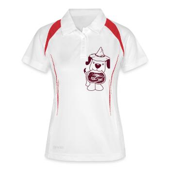Hund Brezel Bayern Feier Hut Hungrig Party Oktober - Frauen Polo atmungsaktiv - Weiß/Navy - Vorne