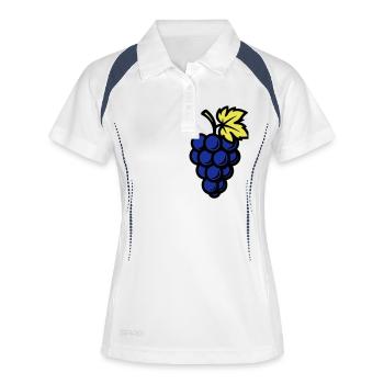 Weintrauben Trauben Obst - Frauen Polo atmungsaktiv - Weiß/Navy - Vorne