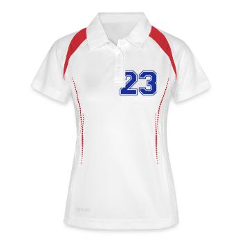 23 - Women's Polo breathable - white/navy - Front