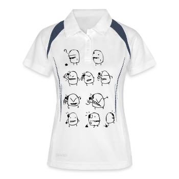 Krawall! - Frauen Polo atmungsaktiv - Weiß/Navy - Vorne