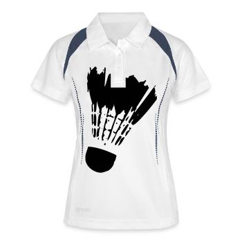Badminton Federball - Frauen Polo atmungsaktiv - Weiß/Navy - Vorne