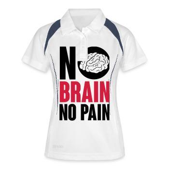 No brain no pain - Frauen Polo atmungsaktiv - Weiß/Navy - Vorne