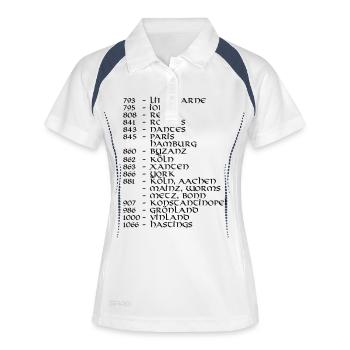 Viking-Europe-Tour back - Frauen Polo atmungsaktiv - Weiß/Navy - Vorne