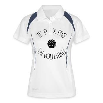 Je peux pas.. Volleyball - Polo respirant Femme - blanc/marine - Devant