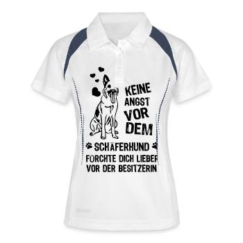 Keine Angst vor dem Schäferhund - Frauen Polo atmungsaktiv - Weiß/Navy - Vorne