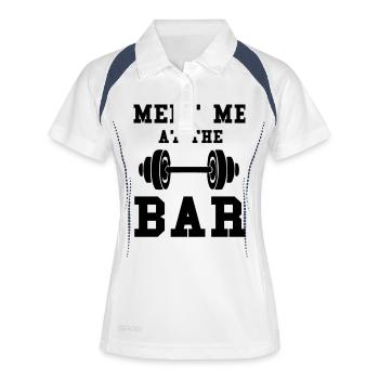 meet me at the bar - Frauen Polo atmungsaktiv - Weiß/Navy - Vorne