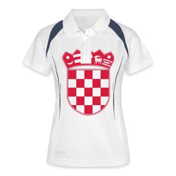 Manteau de la Croatie des bras - Polo respirant Femme - blanc/marine - Devant