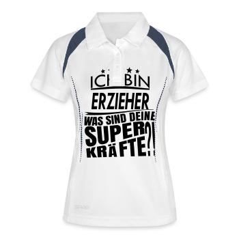 Ich bin ERZIEHER - Frauen Polo atmungsaktiv - Weiß/Navy - Vorne