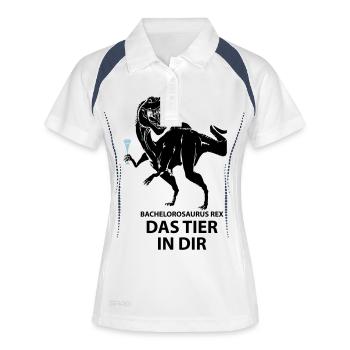 Party Saurus - Frauen Polo atmungsaktiv - Weiß/Navy - Vorne