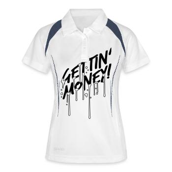 drop blood graffiti symbol dollar gettin money z - Women's Polo breathable - white/navy - Front