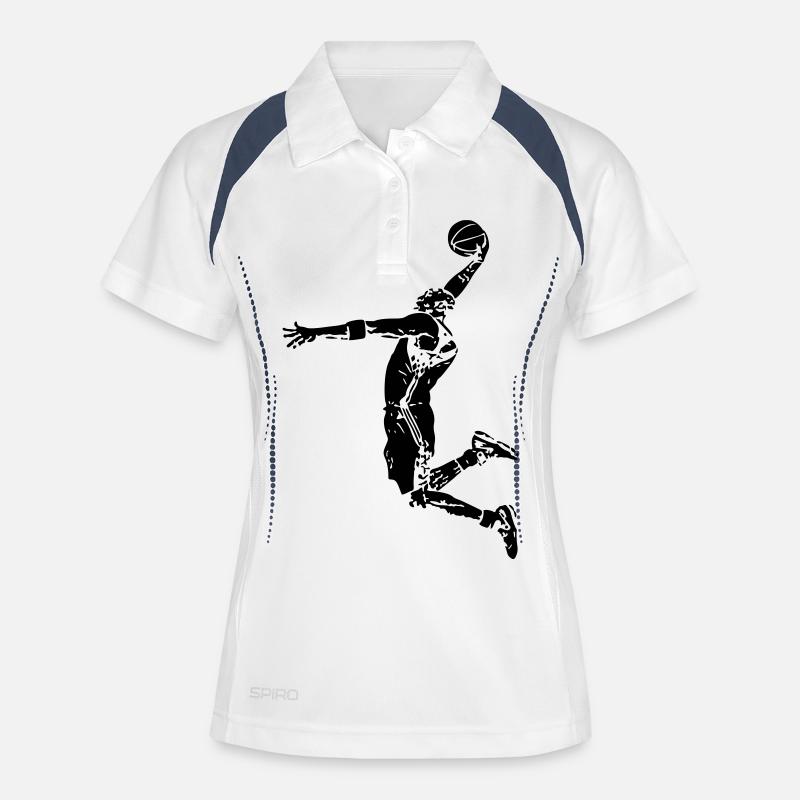 Basketball #11 - Women's Polo breathable - white/navy