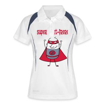 Super petit-frere - Polo respirant Femme - blanc/marine - Devant