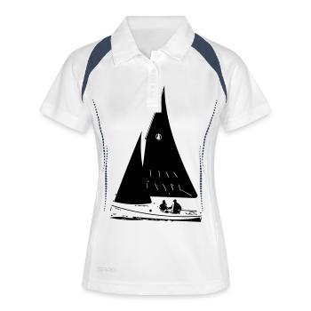 Segelboot - Frauen Polo atmungsaktiv - Weiß/Navy - Vorne