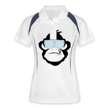 Singe fumeur 2 - Polo respirant Femme - blanc/marine - Devant