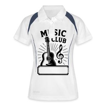 Musikclub - Nachname - Frauen Polo atmungsaktiv - Weiß/Navy - Vorne