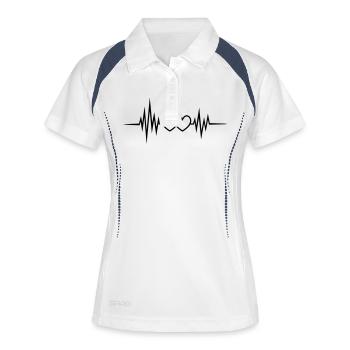 Puls Frequenz Herzschlag Zwei Herzen Valentinstag - Frauen Polo atmungsaktiv - Weiß/Navy - Vorne