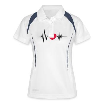Puls Frequenz Herzschlag Herz Valentinstag - Frauen Polo atmungsaktiv - Weiß/Navy - Vorne
