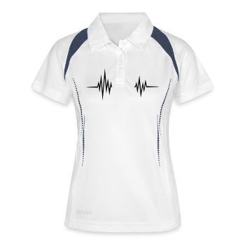Puls Frequenz Herzschlag Dein Text Herzfrequenz - Frauen Polo atmungsaktiv - Weiß/Navy - Vorne
