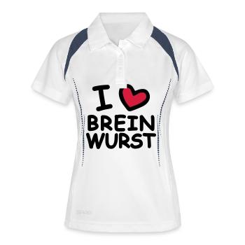 I Love Breinwurst - Frauen Polo atmungsaktiv - Weiß/Navy - Vorne