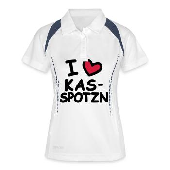 I Love Kasspotzn - Frauen Polo atmungsaktiv - Weiß/Navy - Vorne