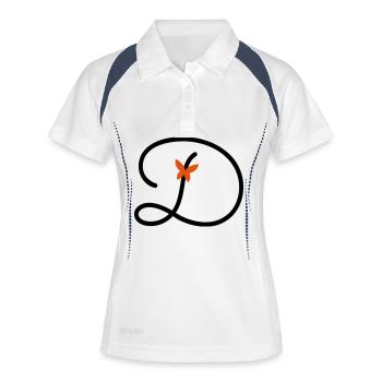 Buchstabe D Schmetterlingsbuchstabe - Frauen Polo atmungsaktiv - Weiß/Navy - Vorne