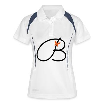 Buchstabe B Anfangsbuchstabe Schmetterling - Frauen Polo atmungsaktiv - Weiß/Navy - Vorne