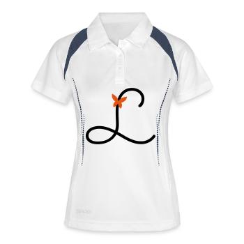 Buchstabe L Schmetterlingsbuchstabe - Frauen Polo atmungsaktiv - Weiß/Navy - Vorne