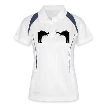 Anstoßen 2 Elefanten Bier - Frauen Polo atmungsaktiv - Weiß/Navy - Vorne