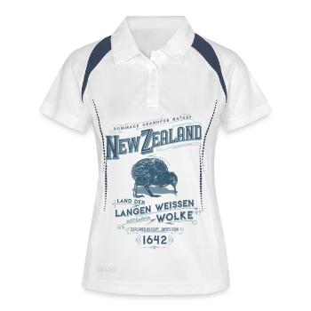 Aotearoa - Neuseeland - Frauen Polo atmungsaktiv - Weiß/Navy - Vorne