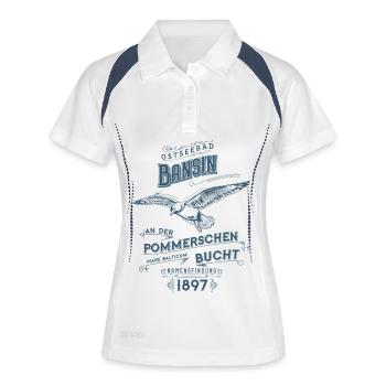 Ostseebad Bansin - Frauen Polo atmungsaktiv - Weiß/Navy - Vorne