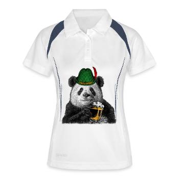 Panda à la bière / Drôle, humour - Polo respirant Femme - blanc/marine - Devant