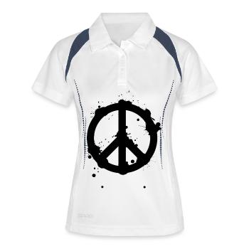 Signe de paix frappant dans un look éclaboussé de graffitis - Polo respirant Femme - blanc/marine - Devant