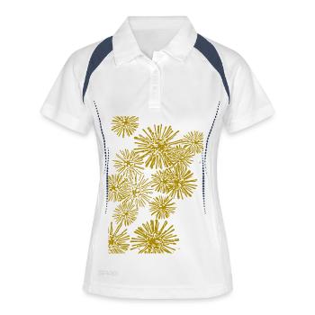 abstraktes Muster Bakterien - Frauen Polo atmungsaktiv - Weiß/Navy - Vorne