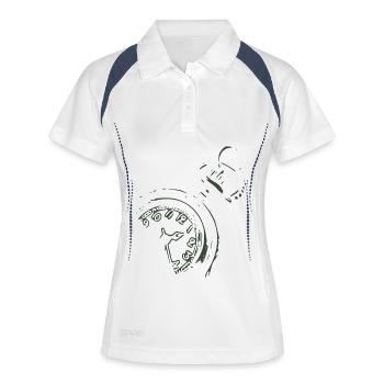 Kreisförmige Linienkunst Grün - Frauen Polo atmungsaktiv - Weiß/Navy - Vorne