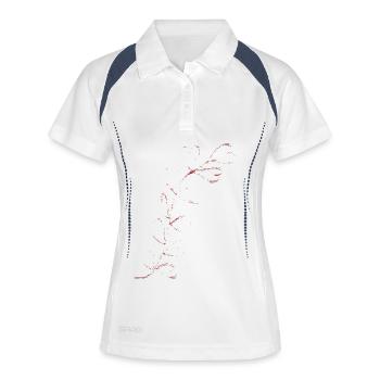 Rote Linienblume Skizze - Frauen Polo atmungsaktiv - Weiß/Navy - Vorne