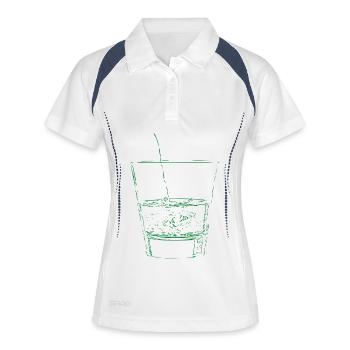 Grünes Glas mit Strohhalm Sketch - Frauen Polo atmungsaktiv - Weiß/Navy - Vorne