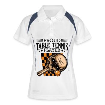 Schädel-Tennis-Design im Schwarz - Frauen Polo atmungsaktiv - Weiß/Navy - Vorne