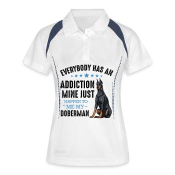 Doberman Loyal Dog Illustration - Polo respirant Femme - blanc/marine - Devant
