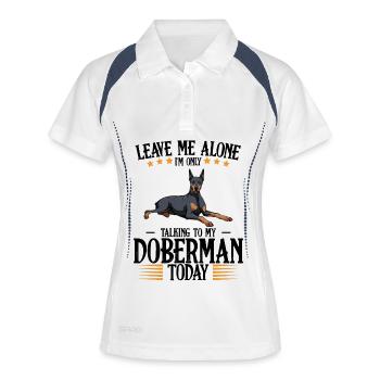 Dobermann Graphic mit Sternenkranz - Frauen Polo atmungsaktiv - Weiß/Navy - Vorne