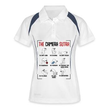 The Sutra Comic Panels Kunstwerk - Frauen Polo atmungsaktiv - Weiß/Navy - Vorne
