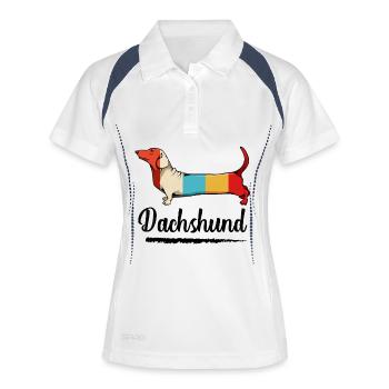 Blocs colorés de teckel - Polo respirant Femme - blanc/marine - Devant
