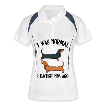 Dackel Duo Kontrast Silhouette - Frauen Polo atmungsaktiv - Weiß/Navy - Vorne
