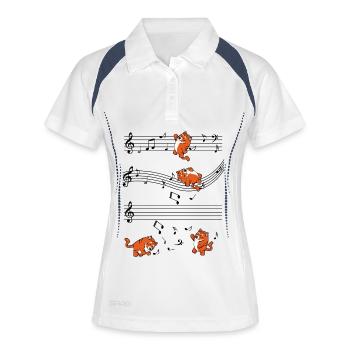 Kunterbunte Tiger-Posen - Frauen Polo atmungsaktiv - Weiß/Navy - Vorne